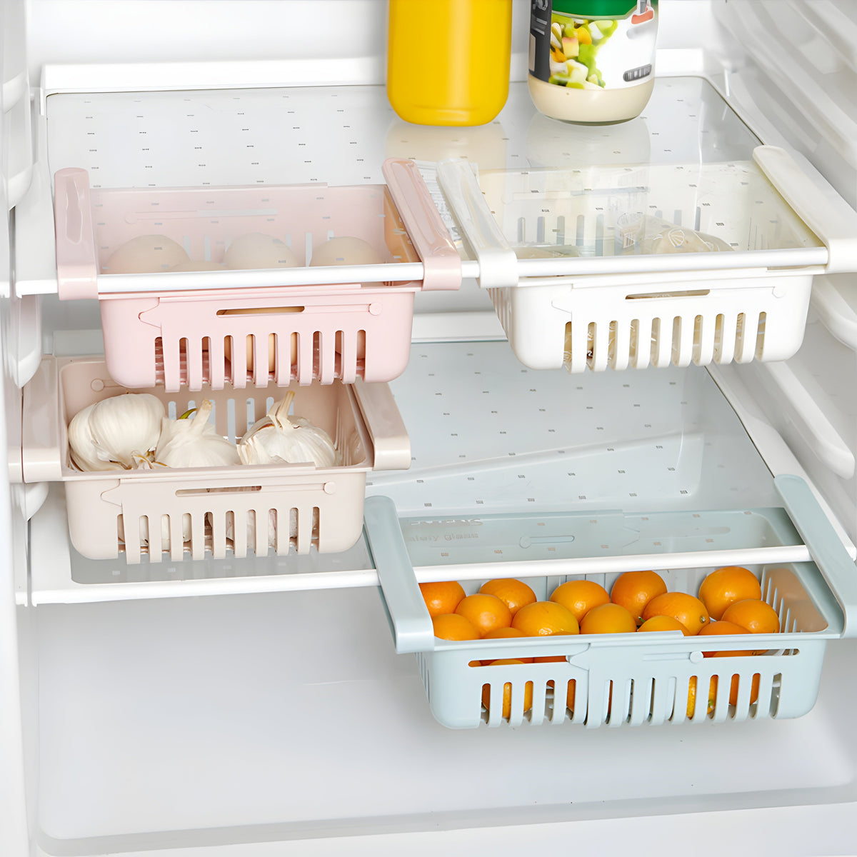 Adjustable Fridge Storage Basket | Expandable Refrigerator Organizer Tray Space Saver
