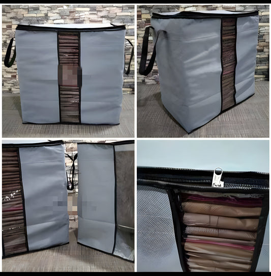 Folding Storage Blanket Bag Organizer | Large Capacity Clothes & Bedding Storage