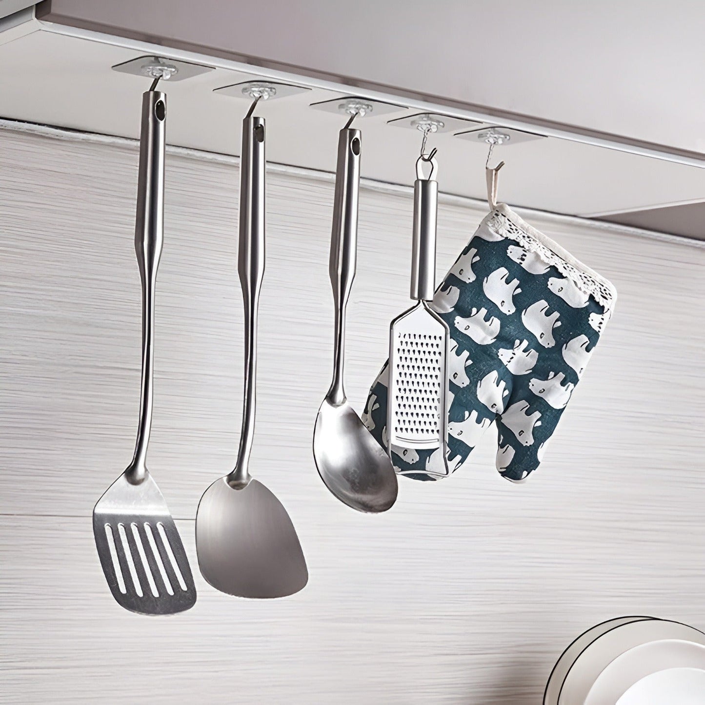 Pack of 10 Transparent Self-Adhesive Wall Hooks | Strong Hold No-Drill Damage-Free Hooks