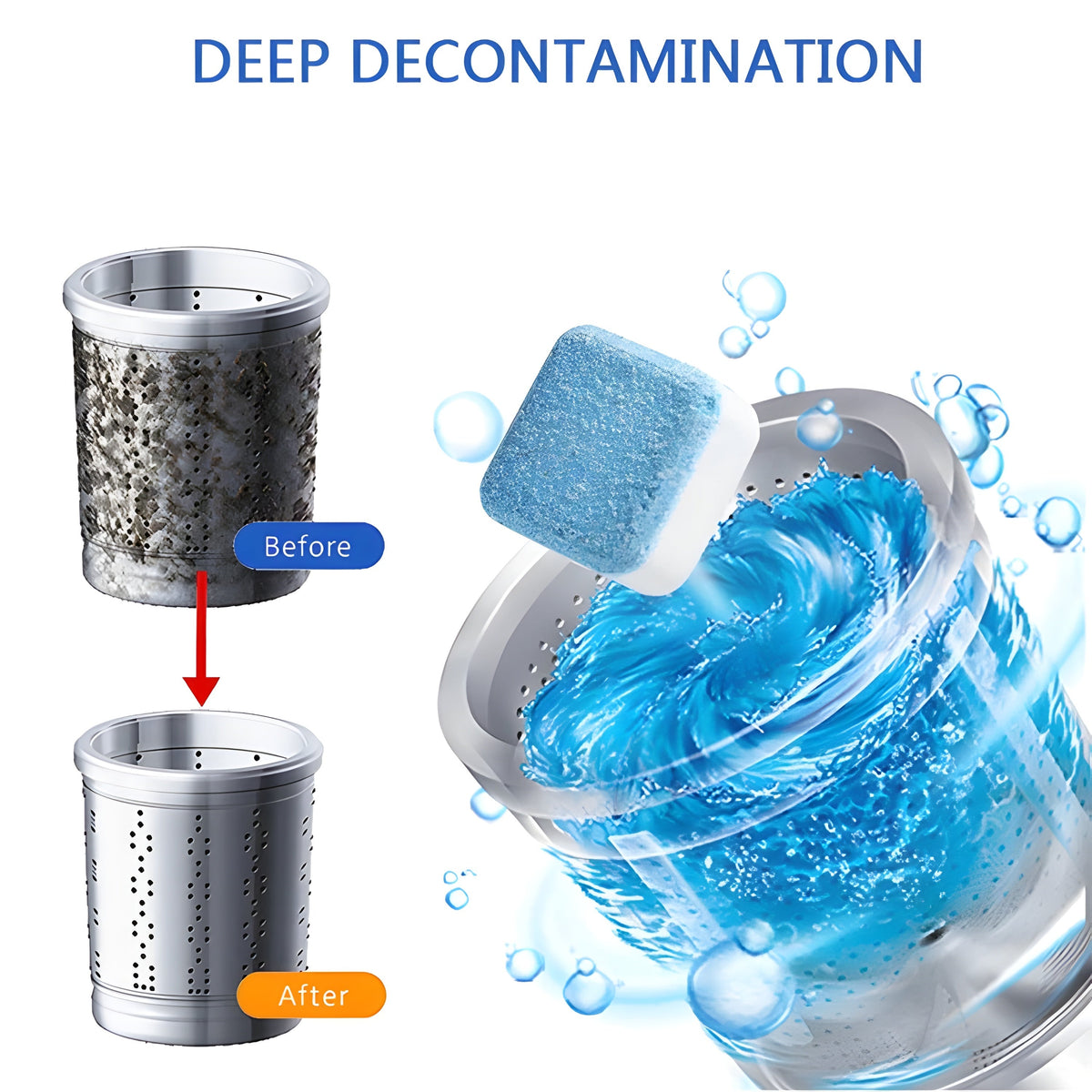12 Tablets Washing Machine Cleaner | Deep Cleaning Descaler for Front Load, Top Load & HE Washers