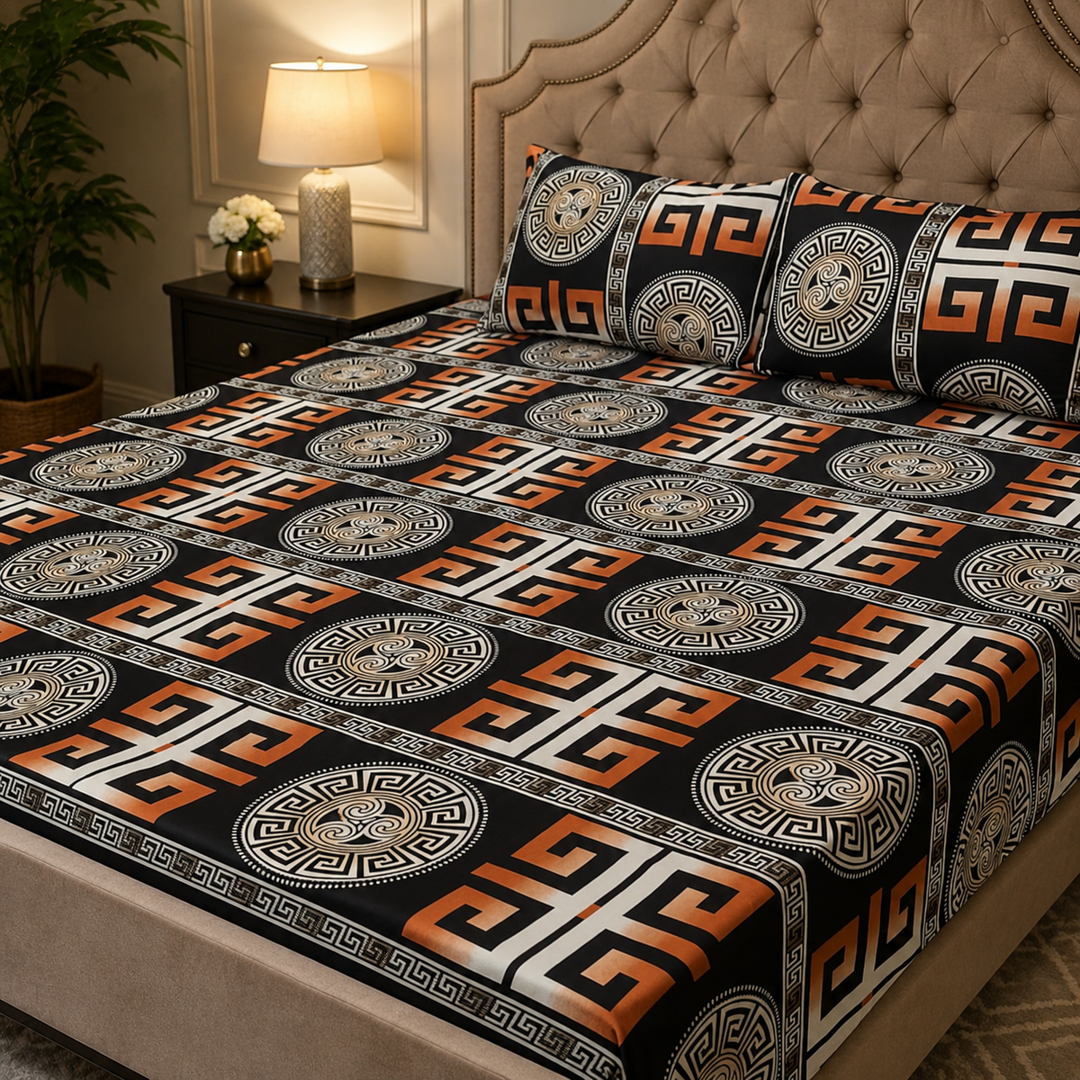 3D Crystal Cotton 3-piece Bedsheet Set - For Bedroom Comfort And Daily Interior Routine (AY0010054)