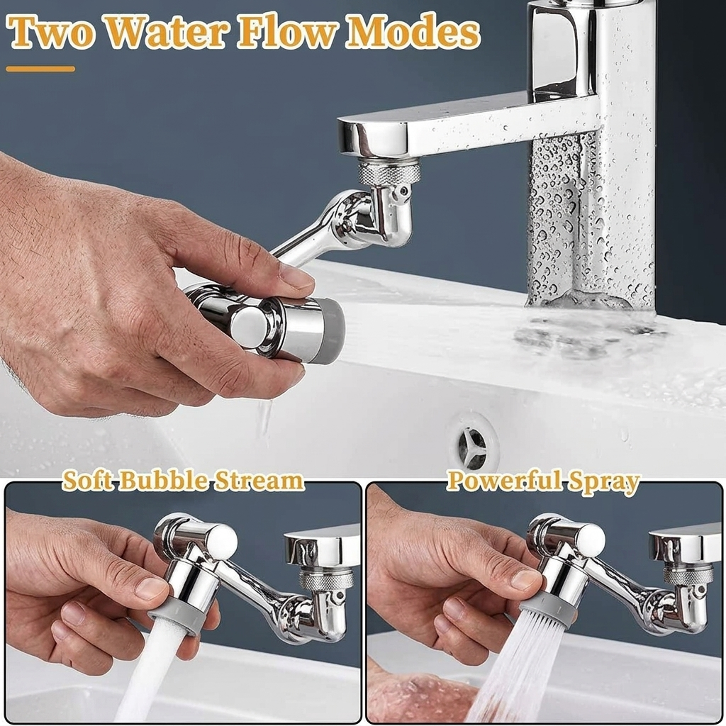 1080° Rotating Faucet Aerator | Dual Mode Water Saver Tap Extender with Filter