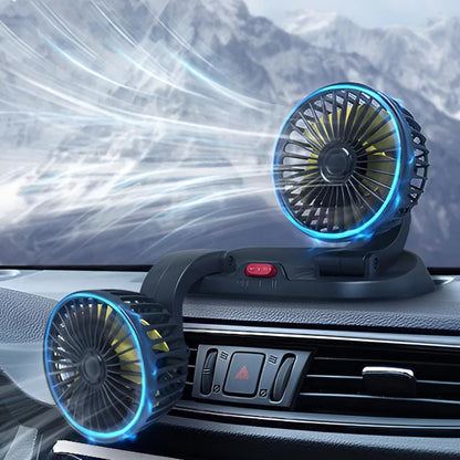 12V Dual Head Car Dashboard Cooling Fan | 360° Rotating Adjustable Auto Air Circulator for Cars