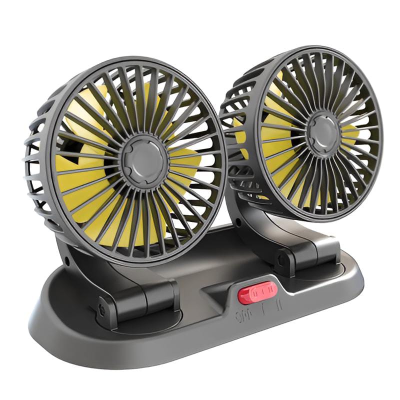 12V Dual Head Car Dashboard Cooling Fan | 360° Rotating Adjustable Auto Air Circulator for Cars