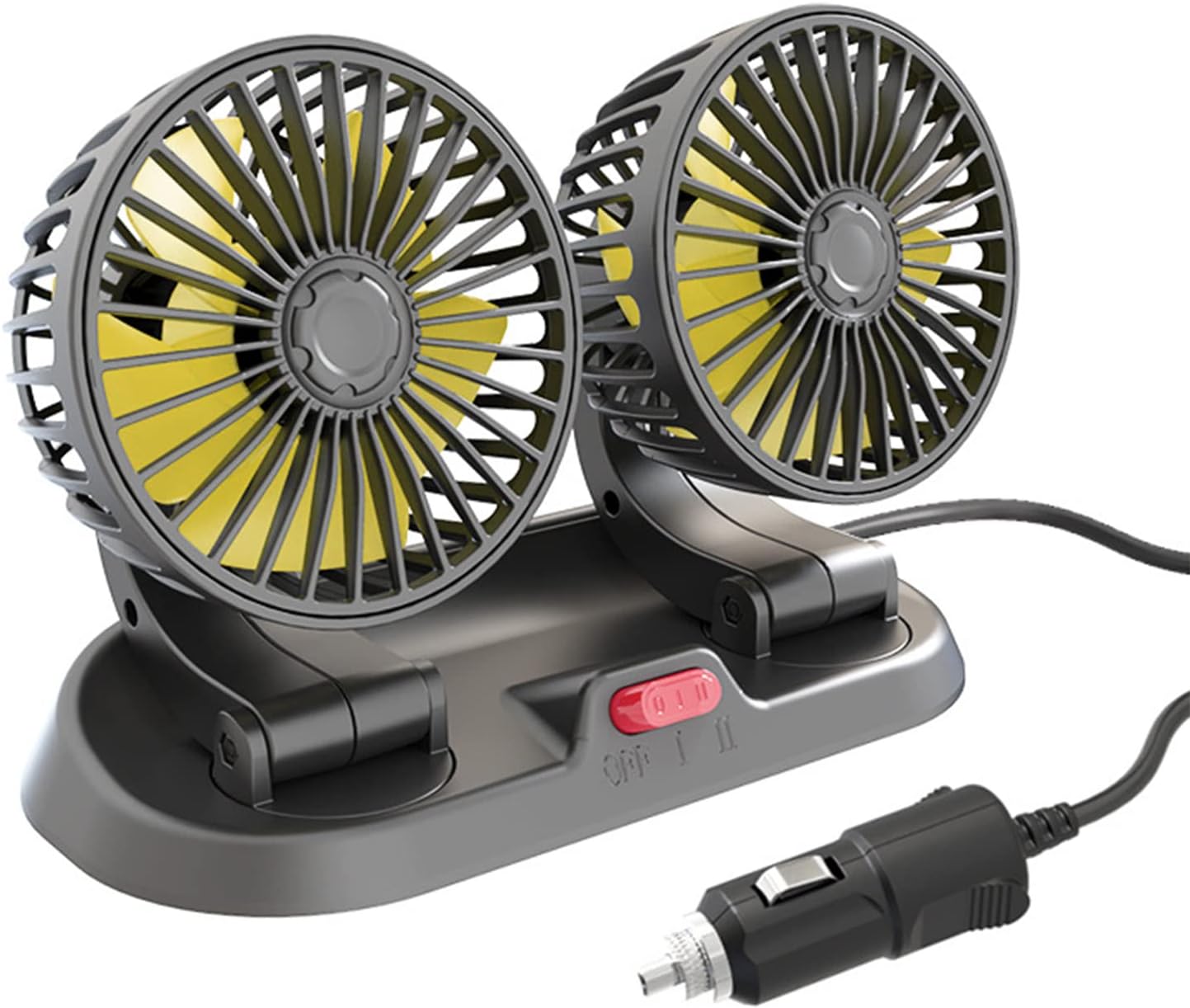 12V Dual Head Car Dashboard Cooling Fan | 360° Rotating Adjustable Auto Air Circulator for Cars