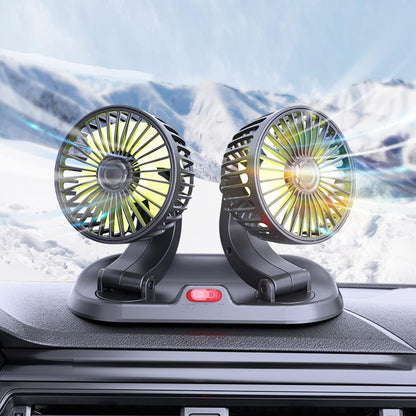 12V Dual Head Car Dashboard Cooling Fan | 360° Rotating Adjustable Auto Air Circulator for Cars