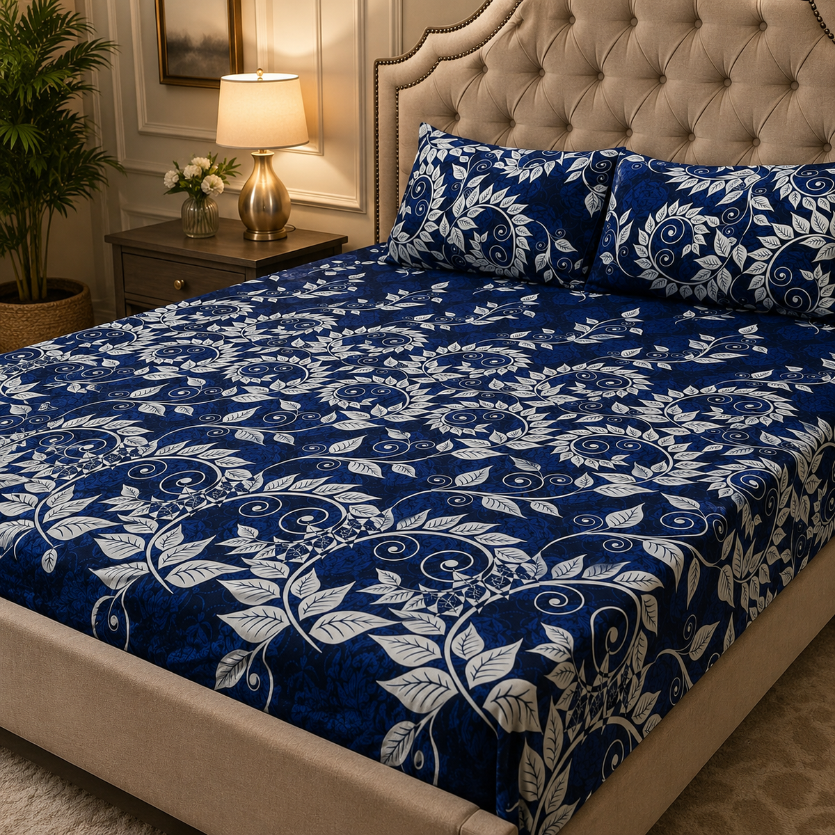 3D Crystal Cotton 3-piece Bedsheet Set - Home Accessory Designed For Bedroom (AY0010053)