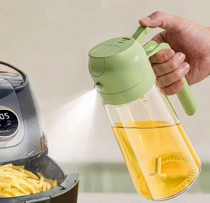 2-in-1 Oil Spray Bottle 500ml | Glass Oil Dispenser with Adjustable Mist Sprayer