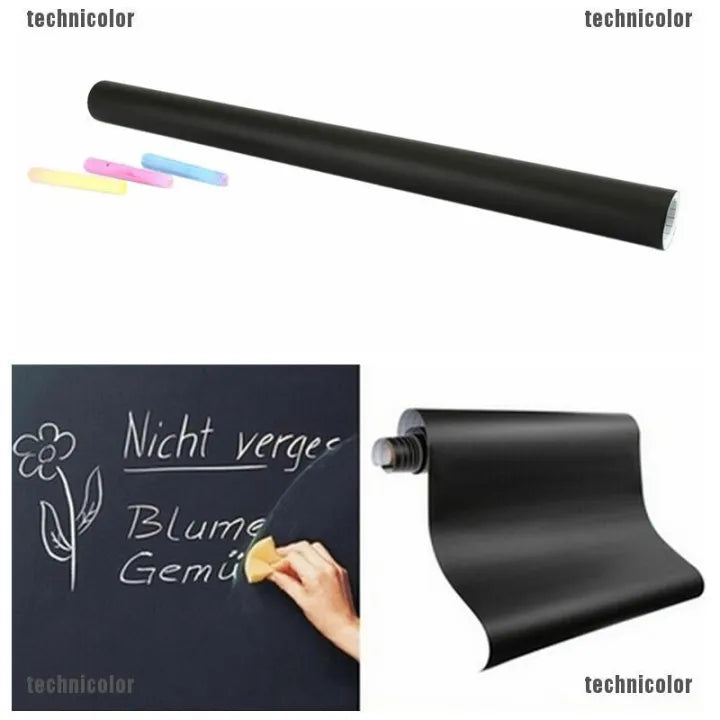 Removable PVC Vinyl Blackboard Wall Sticker with 2 Chalks