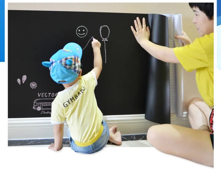 Removable PVC Vinyl Blackboard Wall Sticker with 2 Chalks