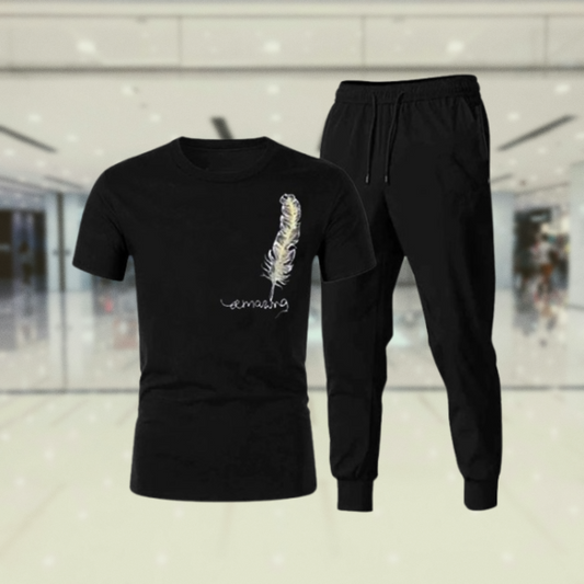 Tracksuit Amazing Trendy Smart black t shirt And Trouser For boys & Men | Fitness Training Muscle Workout Gym track suit for Men - L