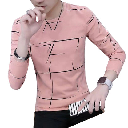 Fancy Cotton Jersey Full Sleeves T Shirt For Men | Best Quality Full Sleeves T Shirt For Men | T Shirt For Boys - Pink T-Shirt with Black Print - L