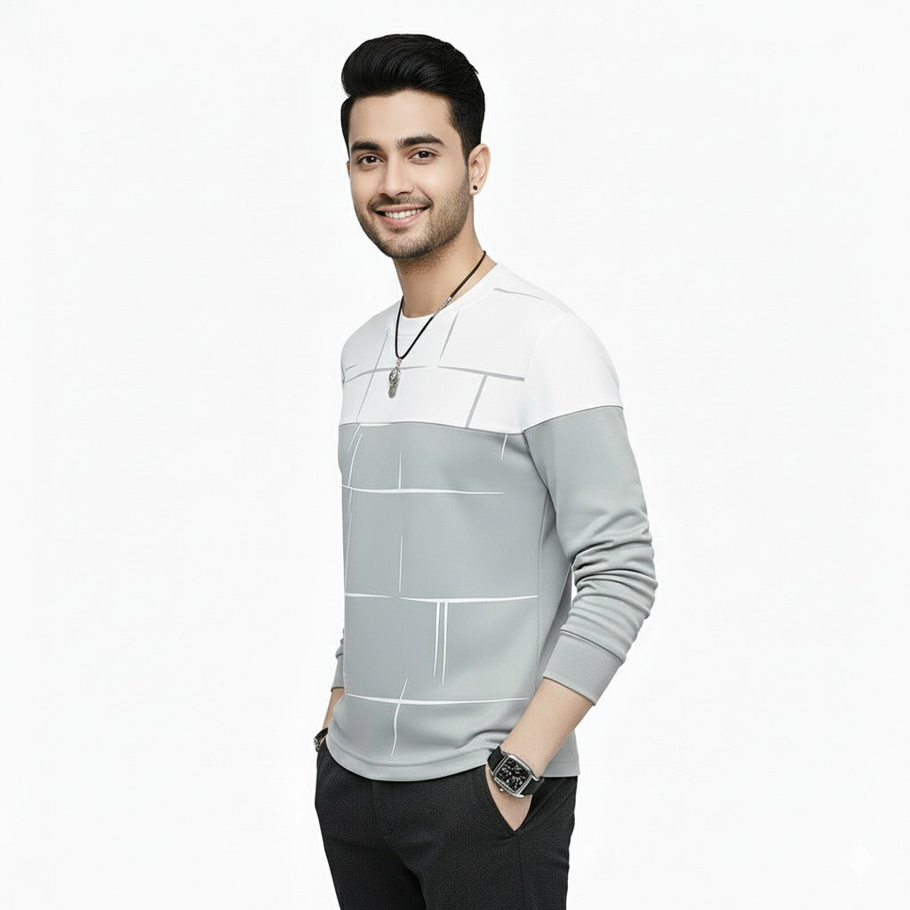 Men's Lining Print Full Sleeve T-Shirt – Cotton Jersey