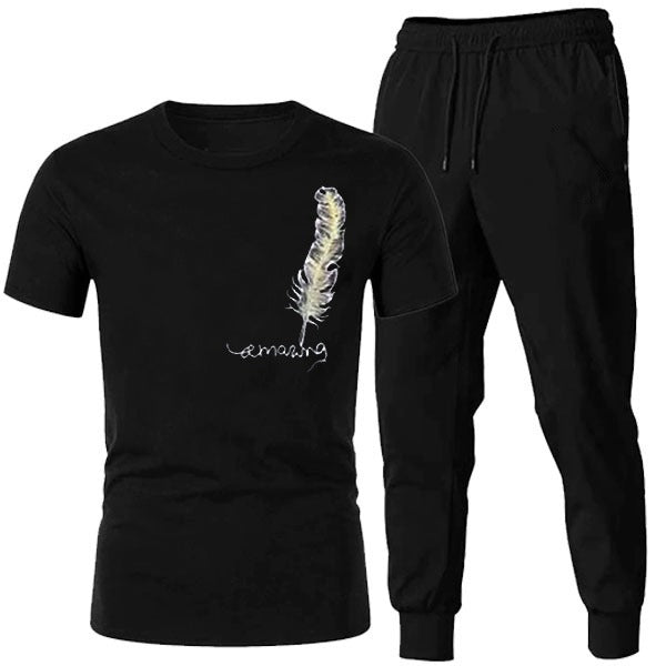 Tracksuit Amazing Trendy Smart black t shirt And Trouser For boys & Men | Fitness Training Muscle Workout Gym track suit for Men - L