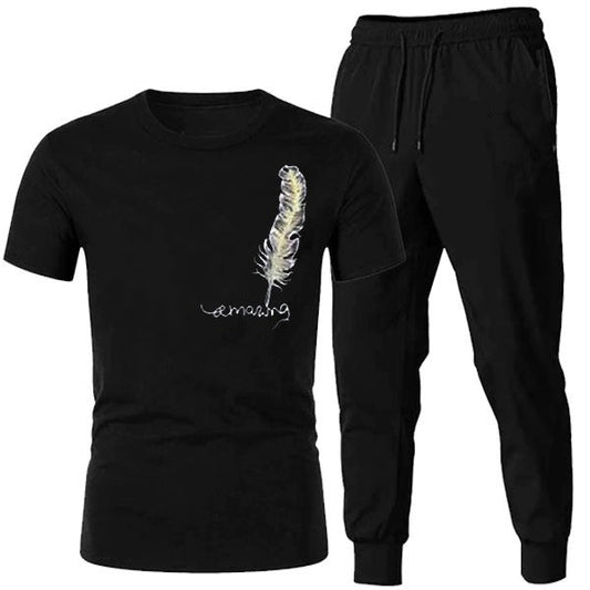 Tracksuit Amazing Trendy Smart black t shirt And Trouser For boys & Men | Fitness Training Muscle Workout Gym track suit for Men - L