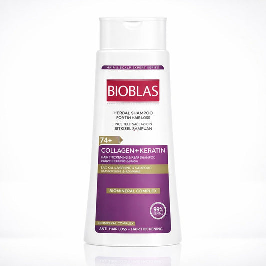 Bioblas Collagen + Keratin Hair Loss Herbal Shampoo – Anti-Hair Fall & Volumizing Formula (360ml)