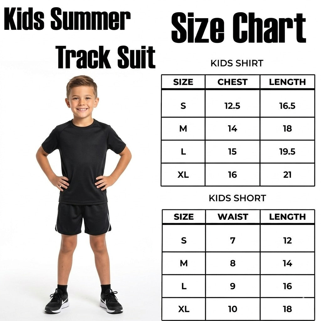 Kids Plain Tracksuit Set – T-Shirt & Shorts