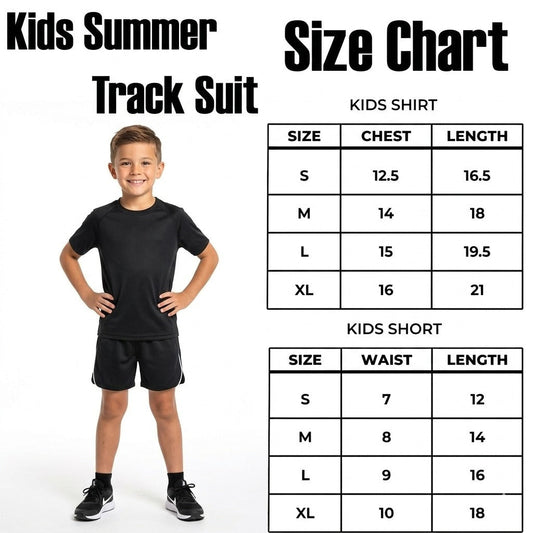 Kids Plain Tracksuit Set – T-Shirt & Shorts