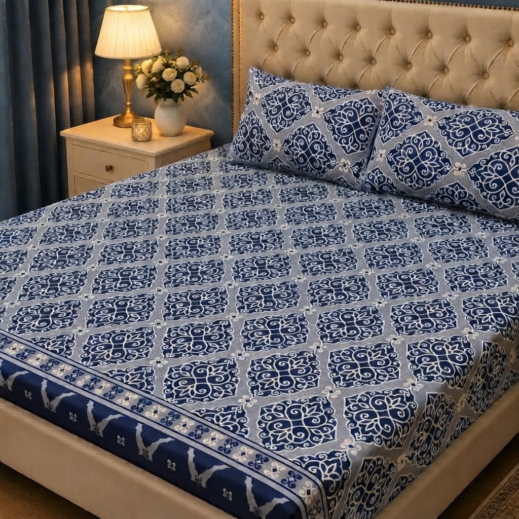 3D Crystal Cotton 3 Piece Bedsheet Set - Home Textile Product Designed (AY0010025)