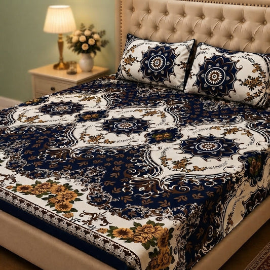 3D Crystal Cotton 3 Piece Bedsheet Set - Home Textile Product Designed (AY0010026)