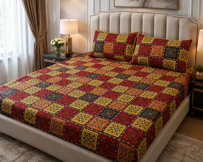 3D Crystal Cotton 3-piece Bedsheet Set AY0010031