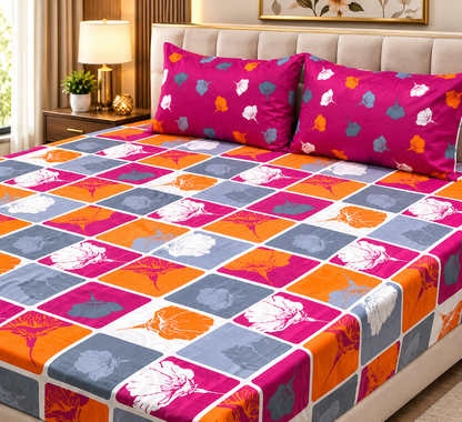 Gift Pack Cotton Mix King Size Bedsheet - 3pc Set