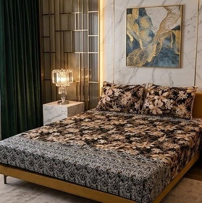 3D Crystal Cotton 3-piece Bedsheet Set AY0010048