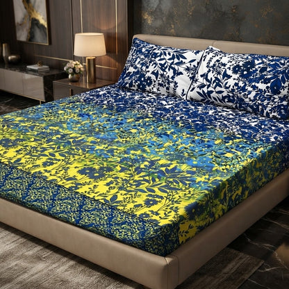 3D Crystal Cotton 3-Piece Bedsheet Set