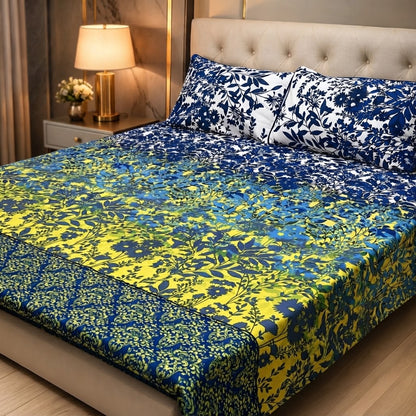 3D Crystal Cotton 3-Piece Bedsheet Set
