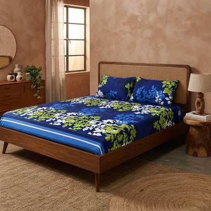 3D Crystal Cotton Bedsheet Set Multicoloured Premium Fabric Lifetime Guarantee Includes Bedsheet And Pipping Pillow Covers