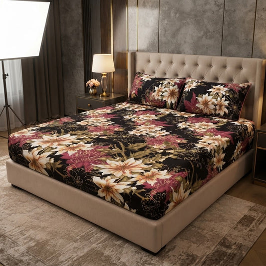 3D Crystal Cotton 3-piece Bedsheet Set