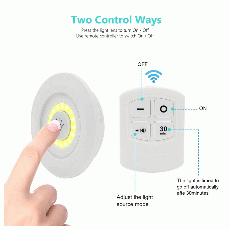 LED Remote Control Tap Lights – Set of 3