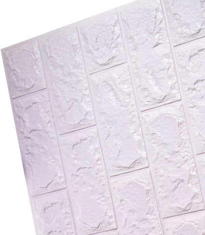 3D White Brick Wall Sticker | Self-Adhesive Foam Wallpaper Panel (70×77 cm)