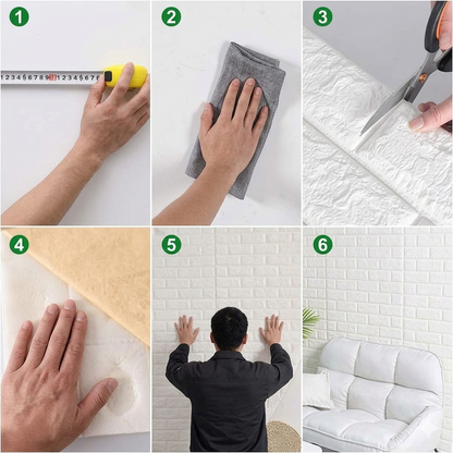 3D White Brick Wall Sticker | Self-Adhesive Foam Wallpaper Panel (70×77 cm)