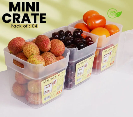 4Pcs Refrigerator Storage Boxes | Mini Crate Style Fridge Organizer Containers