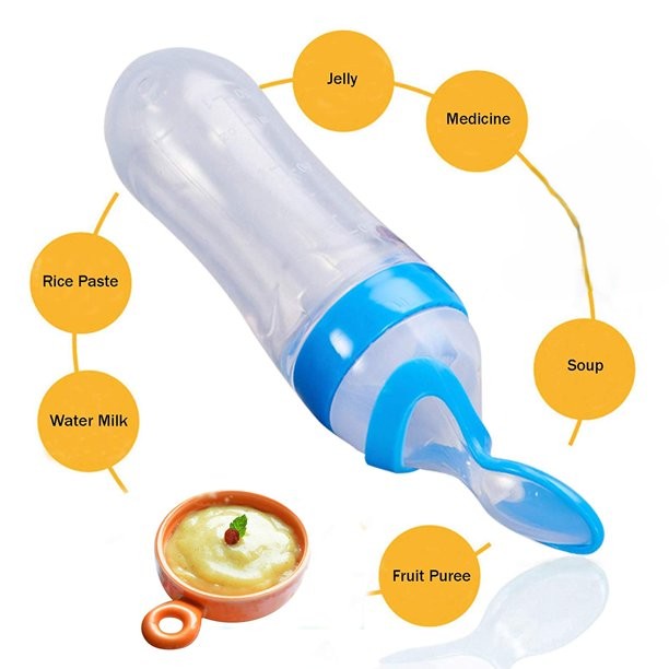 Baby Silicone Spoon Feeder Bottle | Soft Feeding Squeeze Spoon for Infant Food & Milk