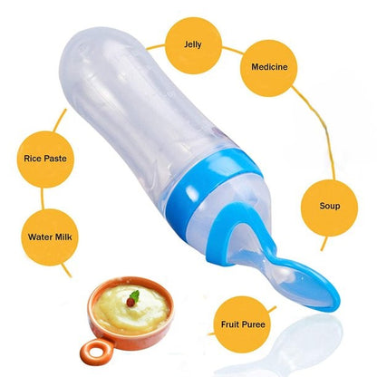Baby Silicone Spoon Feeder Bottle | Soft Feeding Squeeze Spoon for Infant Food & Milk