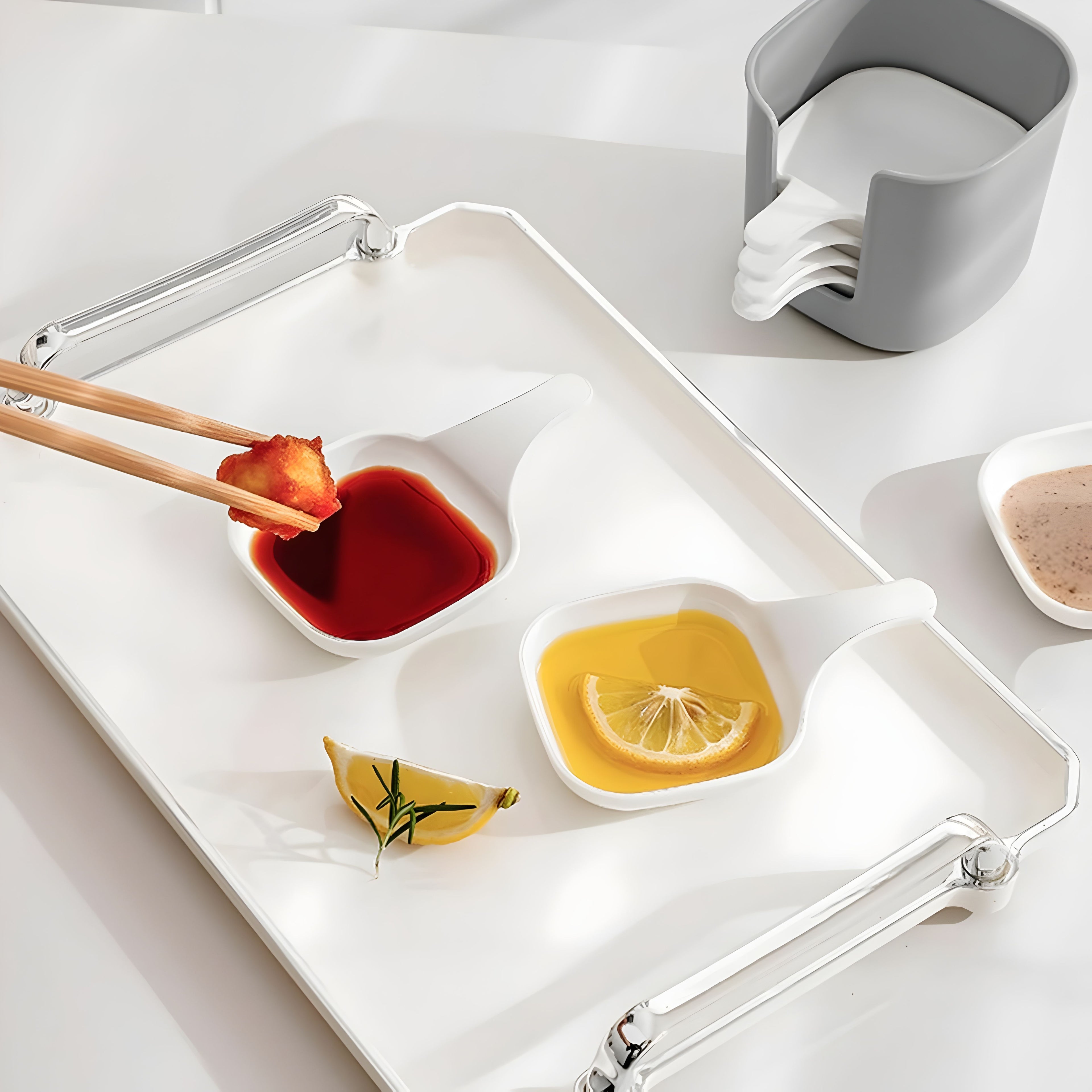 7Pcs Plastic Sauce Dish Set | Mini Seasoning, Condiment & Dipping Bowls