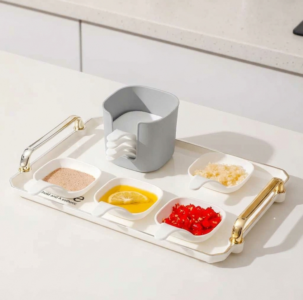 7Pcs Plastic Sauce Dish Set | Mini Seasoning, Condiment & Dipping Bowls