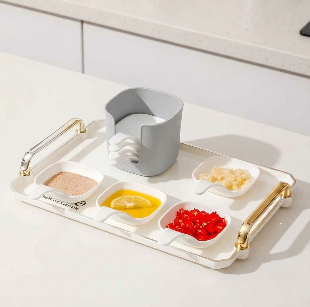 7Pcs Plastic Sauce Dish Set | Mini Seasoning, Condiment & Dipping Bowls