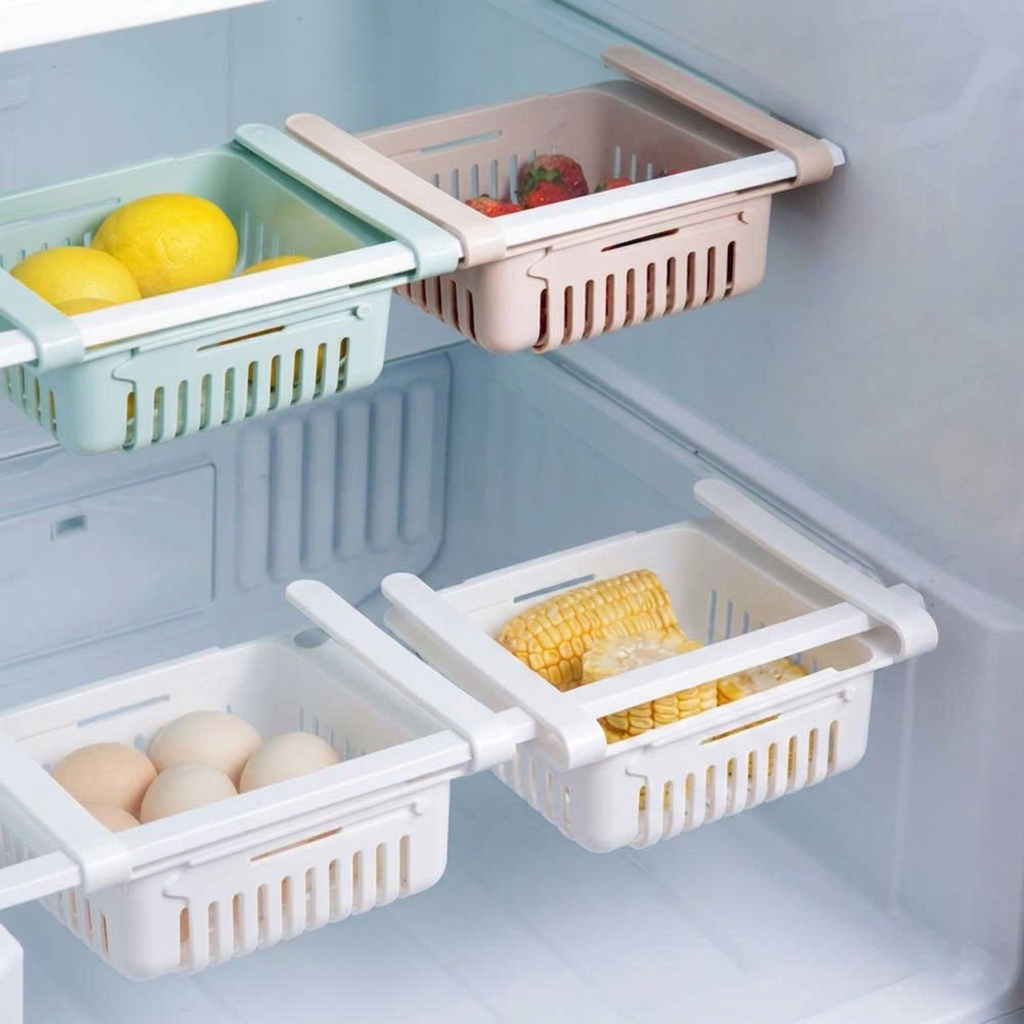 Adjustable Fridge Storage Basket | Expandable Refrigerator Organizer Tray Space Saver