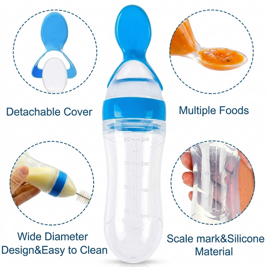 Baby Silicone Spoon Feeder Bottle | Soft Feeding Squeeze Spoon for Infant Food & Milk