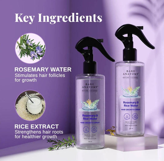 Rosemary & Rice Water Hair Growth Spray 200ml | Hair Fall Control & Thickness Boost