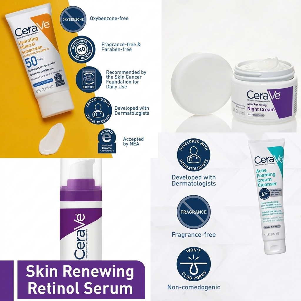 4-in-1 Skincare Kit | Night Cream, Cleanser, Serum & SPF Sunblock Set