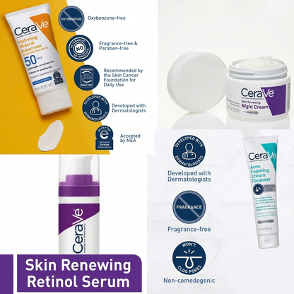 4-in-1 Skincare Kit | Night Cream, Cleanser, Serum & SPF Sunblock Set