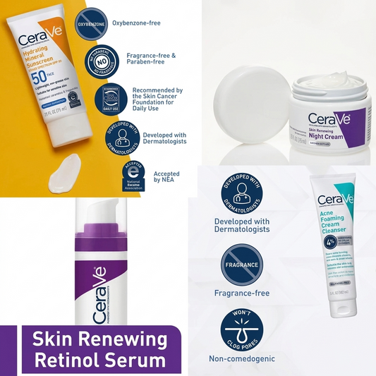 4-in-1 Skincare Kit | Night Cream, Cleanser, Serum & SPF Sunblock Set