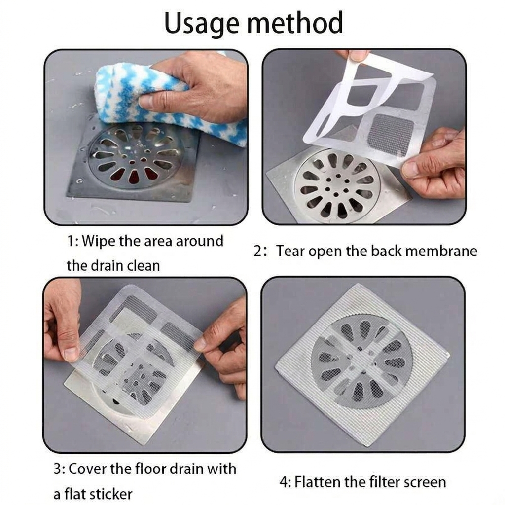 Pack of 10 Drain Hair Catcher Stickers & Window Screen Repair Patches | Multi-Use Mesh Net Filters
