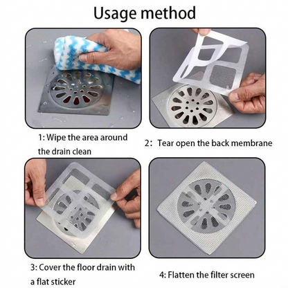 Pack of 10 Drain Hair Catcher Stickers & Window Screen Repair Patches | Multi-Use Mesh Net Filters