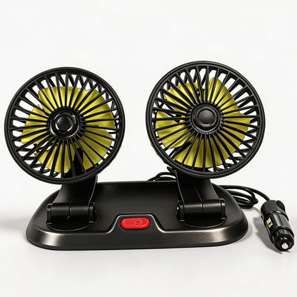 12V Dual Head Car Dashboard Cooling Fan | 360° Rotating Adjustable Auto Air Circulator for Cars