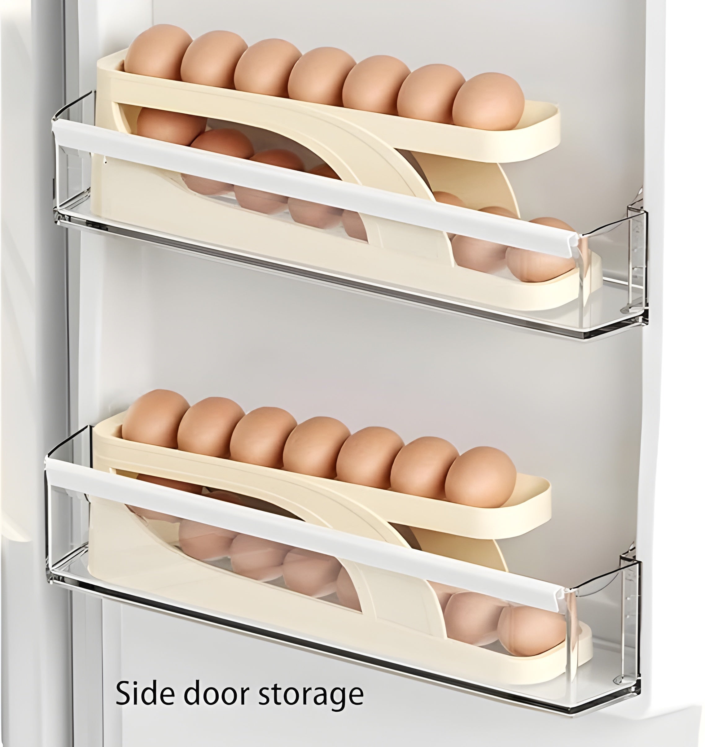 15 Egg Storage Box with Rolling Design | Multi-Layer Fridge Egg Organizer Container